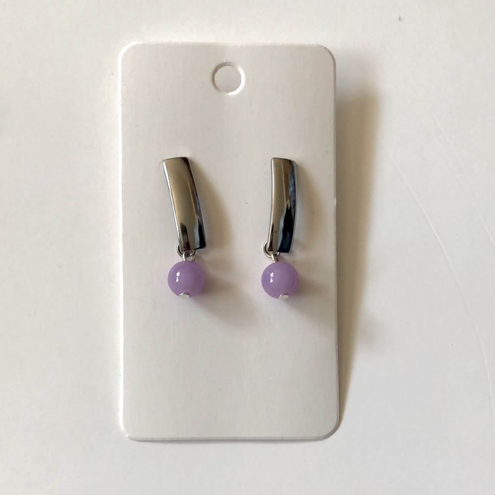 Silver and purple elegant earrings